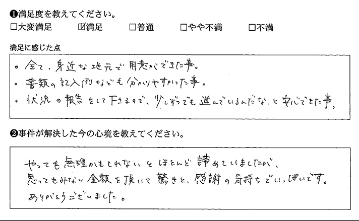 想像以上の金額で、驚きと感謝の気持ちです