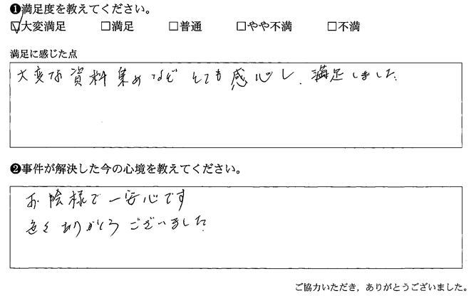 大変な資料集めなどとても感心し、満足しました