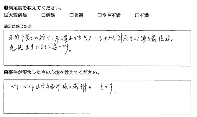 ベリーベスト法律事務所に感謝です